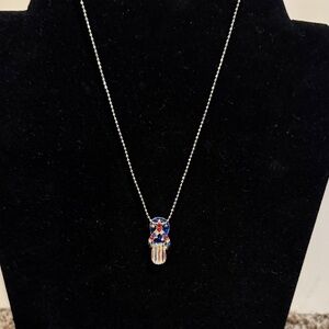 Cookie Lee Silver Necklace with Blue and Red Flip Flop Pendant